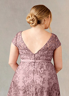 Azazie Sanna Mother of the Bride Dresses Dusty Rose A-Line Scoop Lace Tulle Dress image12