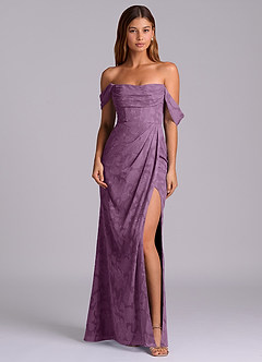 Azazie Johana Bridesmaid Dresses Wisteria Mermaid Off the Shoulder Floral Burnout Convertible Dress image3