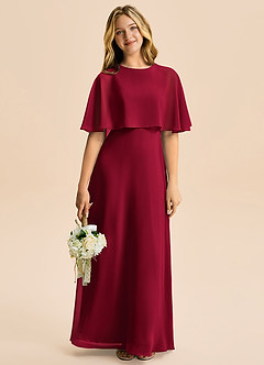 Azazie Maris Junior Abito A-Line in Chiffon Borgogna image5