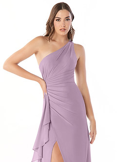 Azazie Maive Bridesmaid Dresses Wisteria Sheath Pleated Ruffle Chiffon Dress image5