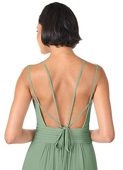 Azazie Farren Vestidos de damas de honor Vestido de Matcha de Gasa de Corte en A Convertible con Plisado image8