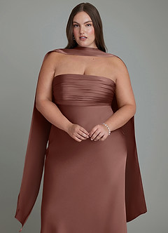 Azazie Saylor Vestidos de damas de honor Vestido Expresado de Satén Elástico de Corte Sirena con Palabra de honor image18