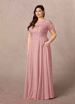 Azazie Adina Mother of the Bride Dresses Dusty Rose A-Line Boatneck Sequins Chiffon Dress image7