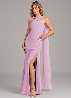 Azazie Kinsley Abiti da Damigella Abito Sirena in Chiffon Plissettato Rosa Confetto image1