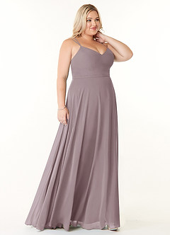 Azazie Janine Bridesmaid Dresses Dusk A-Line V-Neck Chiffon Dress image8