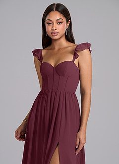 Azazie Denisse Bridesmaid Dresses Cabernet A-Line Ruched Chiffon Dress image6