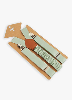 front Boy's Matching Matte Satin Bow Tie & Suspenders Set