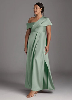 Azazie Milton Abiti per la Madre della Sposa Abito A-Line in Raso Elasticizzato Plissettato Agave image11