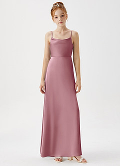 Azazie Shale Junior Vintage Mauve A-Line Stretch Satin Dress image5