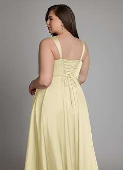 Azazie Azaria Bridesmaid Dresses Lemon Sorbet A-Line Corset Stretch Satin Dress image13