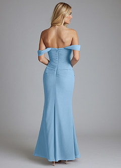 Azazie Luiza Bridesmaid Dresses Steel Blue Mermaid Off the Shoulder Chiffon Dress image7