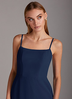 Azazie Tayla Bridesmaid Dresses Dark Navy Sheath Square Neckline Chiffon Dress image5