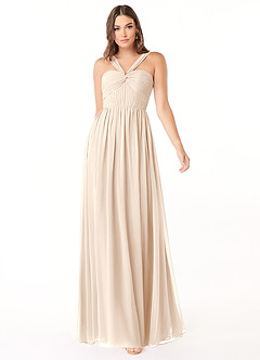 Azazie Dionne Final Sale White Alabaster A-Line Corset Chiffon Dress image1