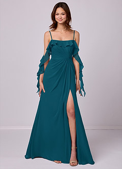 Barbie ♥ Azazie Bridesmaid Dresses Ink Blue A-Line Off the Shoulder Chiffon Convertible Dress image7