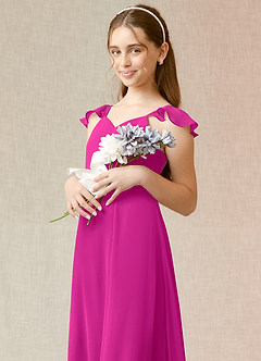 Azazie Everett Junior Fuchsia A-Line Chiffon Dress image6