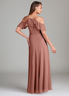 Azazie Dakota Bridesmaid Dresses Cedar Rose A-Line Off the Shoulder Mesh Dress image4
