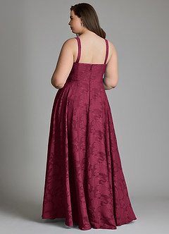 Azazie Shaude Brautjungfernkleider A-Linie Plissee Blumen-Burnout Kleid Burgunderrot image9