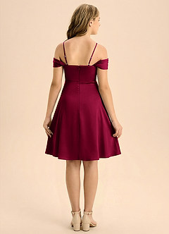 Azazie Anselie Junior Vestido de Borgoña de Satén Elástico de Corte en A con Plisado image2