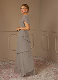 Azazie OHara Mother of the Bride Dresses Taupe A-Line V-Neck Chiffon Dress image5