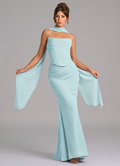 Azazie Sorrel Bridesmaid Dresses Sea Glass Mermaid Corset Chiffon Dress image1