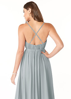 Azazie Blythe Final Sale Dolphin Grey A-Line Pleated Chiffon Dress image6