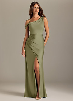 Azazie Madelyn Bridesmaid Dresses Pistachio Mermaid Off the Shoulder Stretch Satin Convertible Dress image8