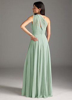 Azazie Charlize Bridesmaid Dresses Agave A-Line One Shoulder Chiffon Dress image2