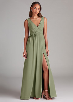 Azazie Tanicia Bridesmaid Dresses Pistachio A-Line Pleated Chiffon Dress image4