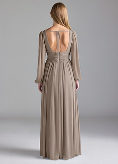 Azazie Norah Bridesmaid Dresses Taupe A-Line Mesh Dress image6