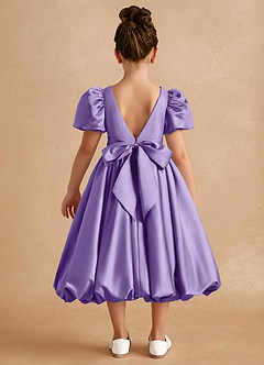 Azazie Jellybean Flower Girl Dresses Tahiti Ball-Gown Ruched Matte Satin Dress image2