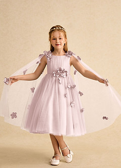 Azazie Staria Robe Demoiselle D'honneur Fillette Robe Princesse en Tulle Drapé Rose Pâle image4