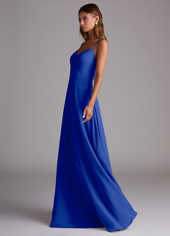 Azazie Marley Jurken voor bruidsmeisjes Converteerbaar Jurk van Chiffon met A-Lijn Off the Shoulder Koningsblauw image6