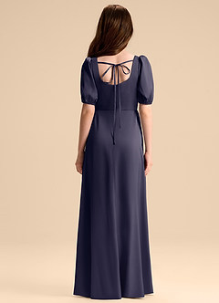 Azazie Briar Junior Vestido de Tormenta de Satén Elástico de Corte en A con Lazo image2