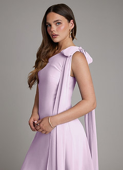 Azazie Monique Bridesmaid Dresses Frosted Lilac A-Line One Shoulder Chiffon Dress image5
