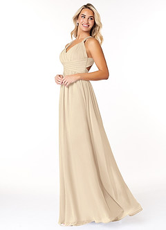 Azazie Ashia Bridesmaid Dresses Champagne A-Line Pleated Chiffon Dress image3