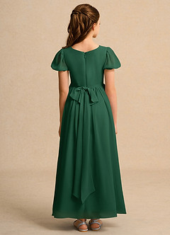 Azazie Joss Flower Girl Dresses Dark Green A-Line with Sleeves Chiffon Dress image10