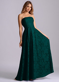 Azazie Lucienne Bridesmaid Dresses Pine A-Line Strapless Floral Burnout Dress image4