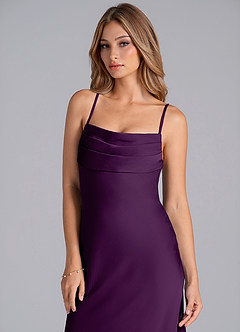 Azazie Seema Vestidos de damas de honor Vestido de Uva de Satén Elástico de Corte Sirena con Corsé image2