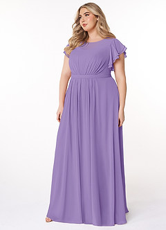 Azazie Daphne Modest Bridesmaid Dresses A-Line Ruffled Chiffon Floor-Length Dress image8