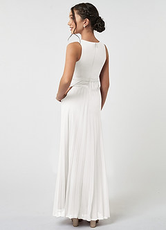 Azazie Lindie Junior Jurk van Chiffon met A-Lijn Geplooid Wit image4