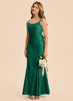 Azazie Lioren Junior Meerjungfrau-Linie Gestreift Blumen-Burnout Kleid Smaragd image2