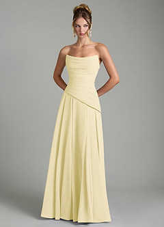 Azazie Gabriela Bridesmaid Dresses Lemon Sorbet A-Line Corset Chiffon Dress image7