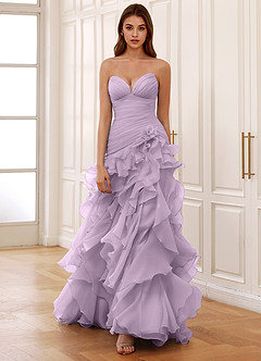 Christabelle Lilac Corset Rhinestone Sheer Lace Prom Dress image4