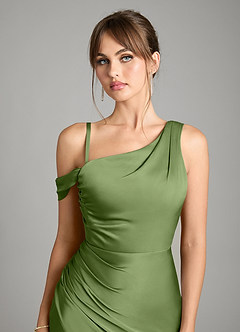Azazie Madelyn Bridesmaid Dresses Juniper Mermaid One Shoulder Stretch Satin Convertible Dress image3