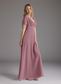 Azazie Alessa Mother of the Bride Dresses Vintage Mauve A-Line V-Neck Pleated Chiffon Dress image2