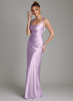 Azazie Agustina Bridesmaid Dresses Frosted Lilac Mermaid Corset Stretch Satin Dress image5