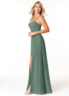 Azazie Moira Bridesmaid Dresses Eucalyptus A-Line Scoop Chiffon Dress image3