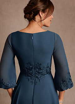 Azazie Ana Mother of the Bride Dresses Dark Navy A-Line Lace Chiffon Dress image6