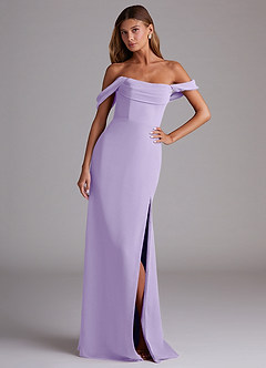 Azazie Saige Bridesmaid Dresses Lilac A-Line Off the Shoulder Chiffon Convertible Dress image4