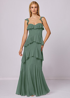 Barbie ♥ Azazie Bridesmaid Dresses Eucalyptus A-Line Sweetheart Neckline Chiffon Dress image3